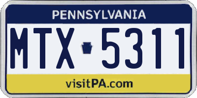 PA license plate MTX5311