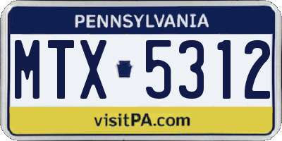 PA license plate MTX5312