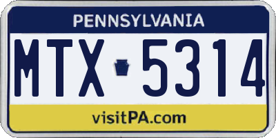 PA license plate MTX5314
