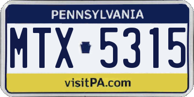 PA license plate MTX5315
