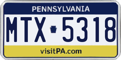 PA license plate MTX5318
