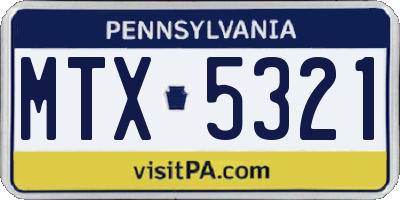 PA license plate MTX5321