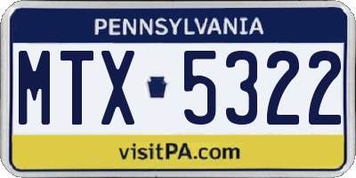 PA license plate MTX5322