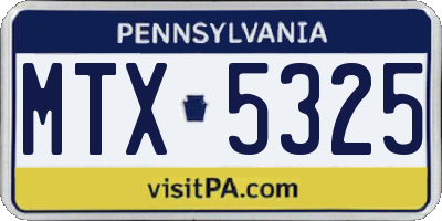 PA license plate MTX5325