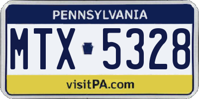 PA license plate MTX5328