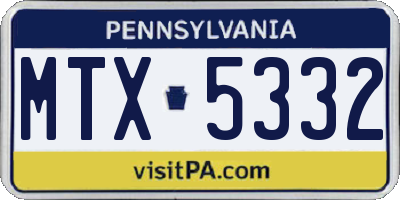 PA license plate MTX5332