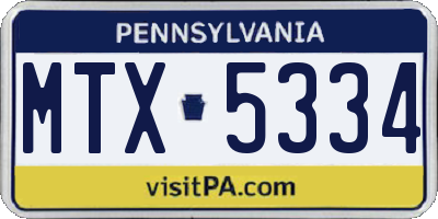 PA license plate MTX5334