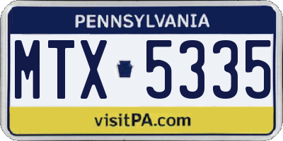 PA license plate MTX5335