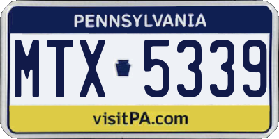 PA license plate MTX5339