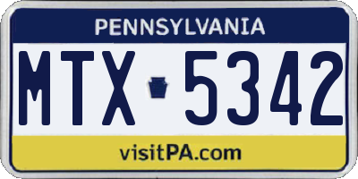 PA license plate MTX5342