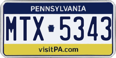 PA license plate MTX5343