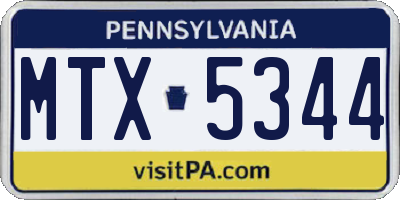 PA license plate MTX5344