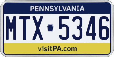 PA license plate MTX5346