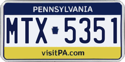 PA license plate MTX5351