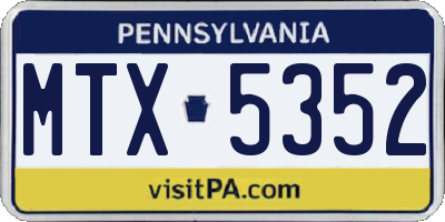 PA license plate MTX5352