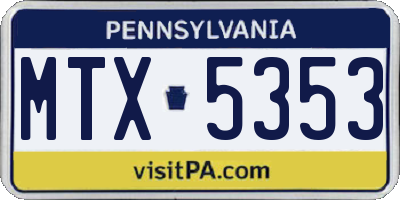 PA license plate MTX5353