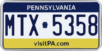 PA license plate MTX5358