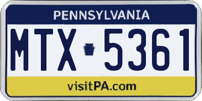 PA license plate MTX5361