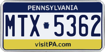 PA license plate MTX5362