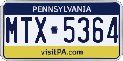 PA license plate MTX5364