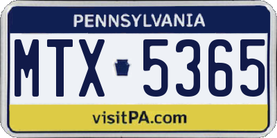 PA license plate MTX5365