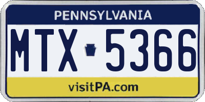 PA license plate MTX5366