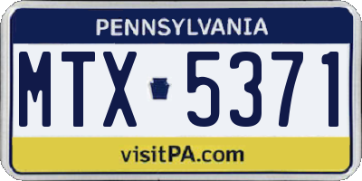 PA license plate MTX5371