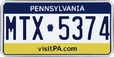 PA license plate MTX5374