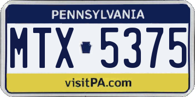 PA license plate MTX5375