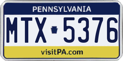 PA license plate MTX5376