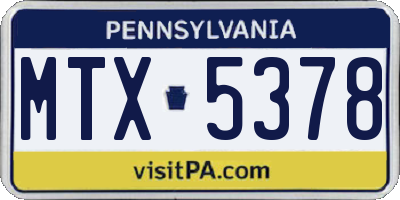 PA license plate MTX5378