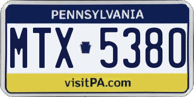 PA license plate MTX5380