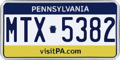 PA license plate MTX5382