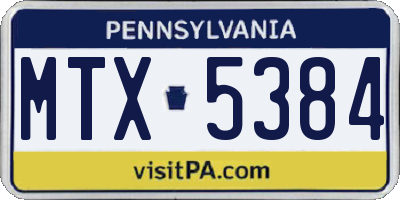 PA license plate MTX5384