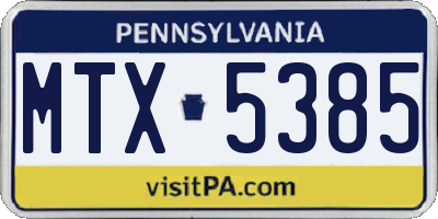 PA license plate MTX5385