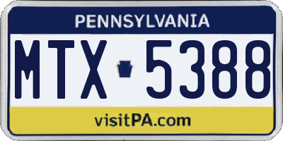 PA license plate MTX5388