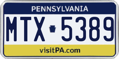 PA license plate MTX5389