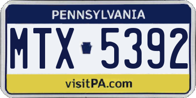 PA license plate MTX5392