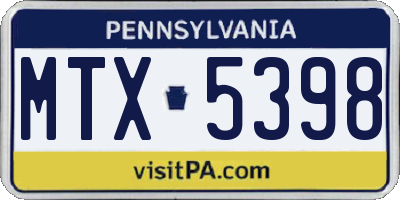 PA license plate MTX5398