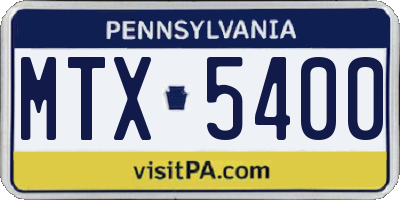 PA license plate MTX5400