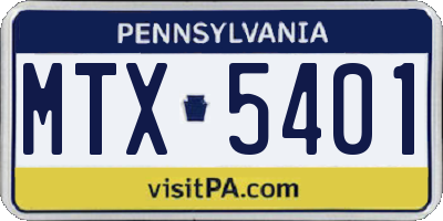 PA license plate MTX5401