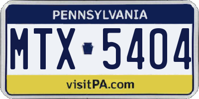 PA license plate MTX5404
