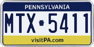 PA license plate MTX5411