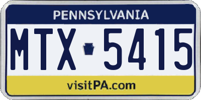 PA license plate MTX5415