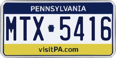 PA license plate MTX5416