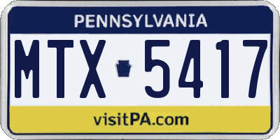 PA license plate MTX5417