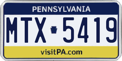 PA license plate MTX5419