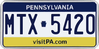 PA license plate MTX5420