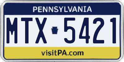 PA license plate MTX5421