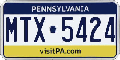 PA license plate MTX5424